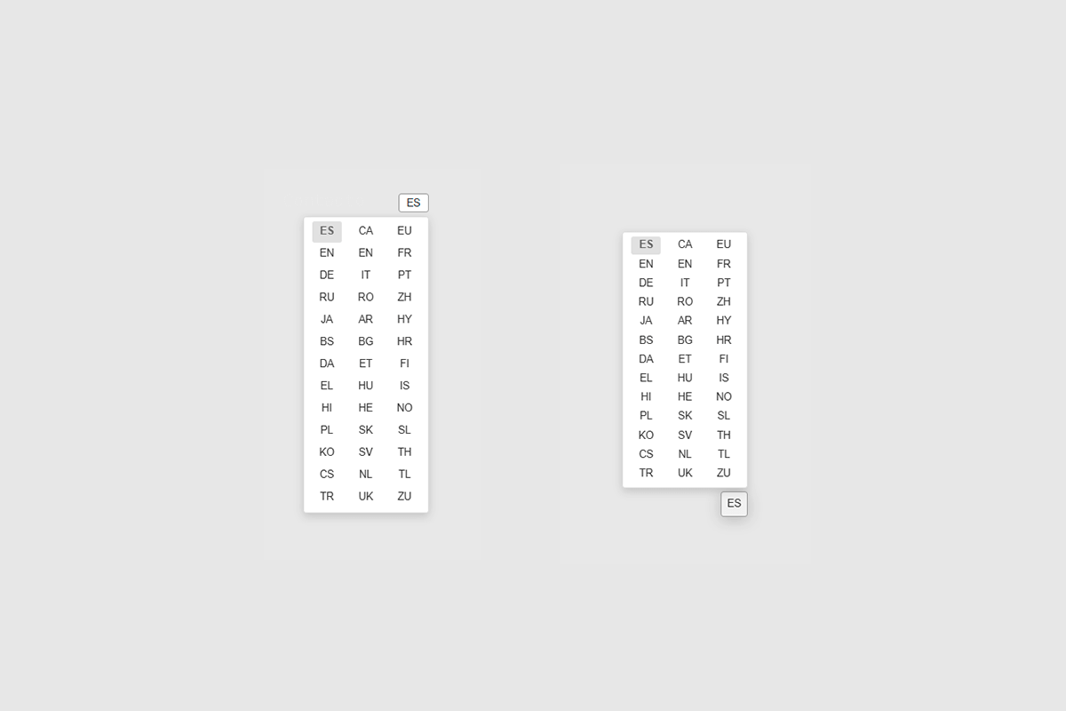 Floating selector in the bottom right corner