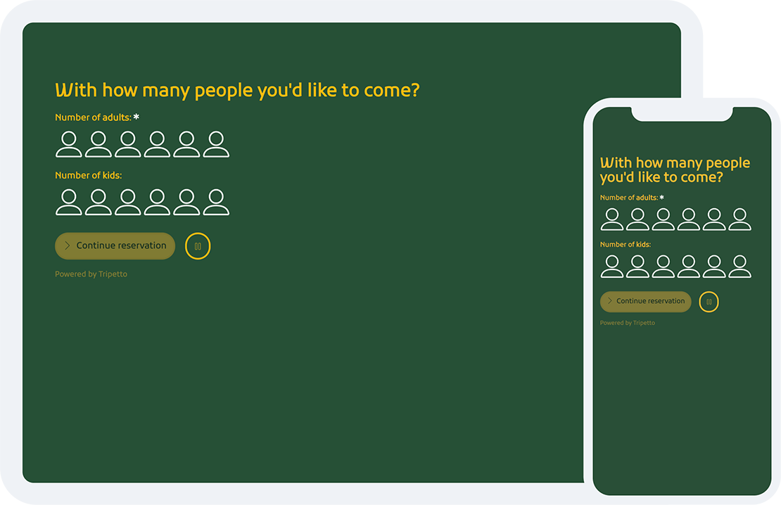 Example of a restaurant reservation form in the classic form face