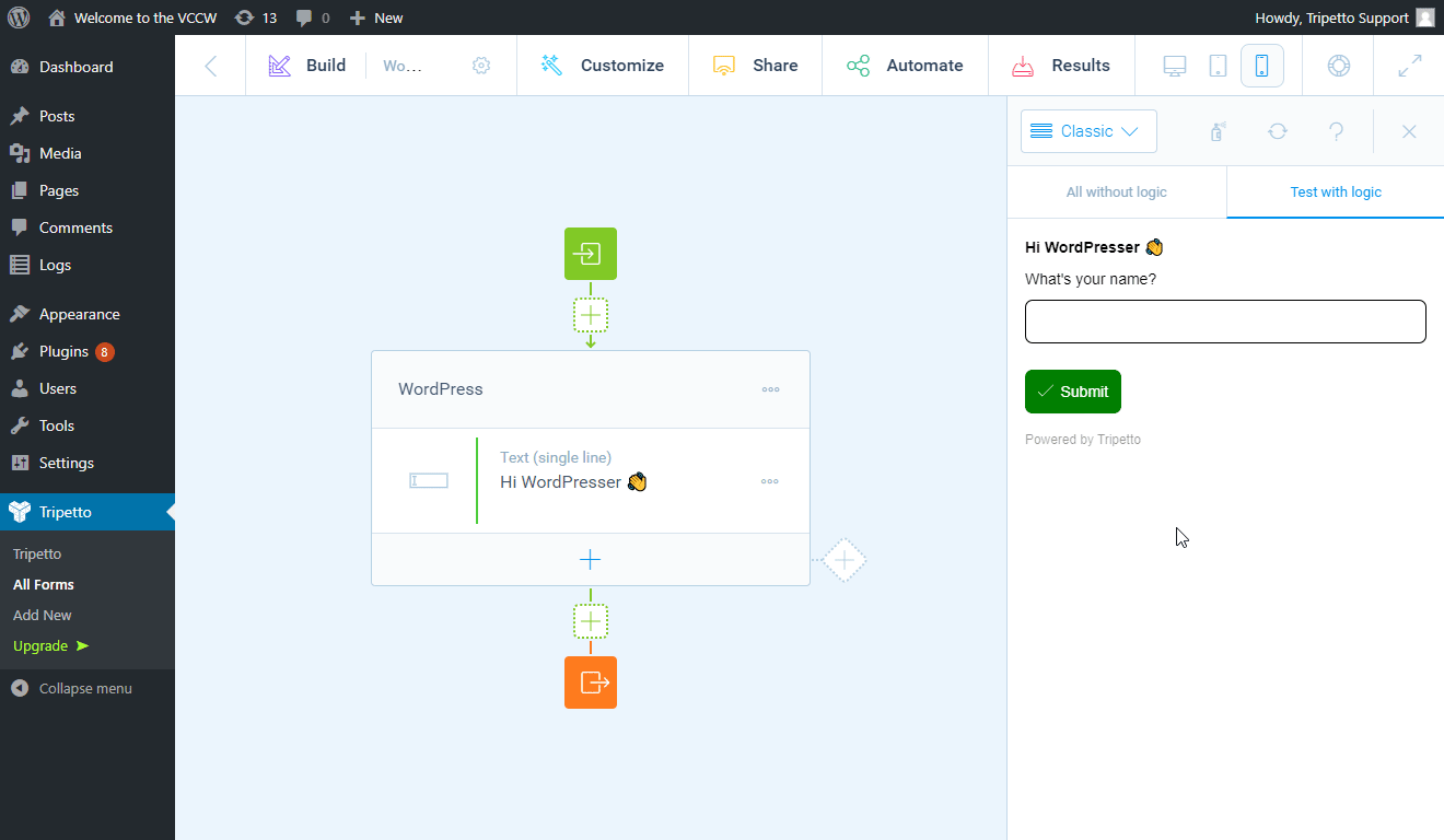 Demo of the customizations in the form builder, including switching form faces