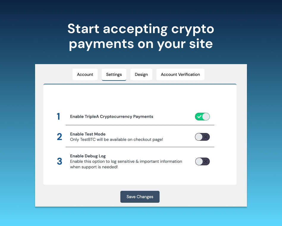 Start accepting crypto payments on your site - Crypto Payment Gateway by Triple-A