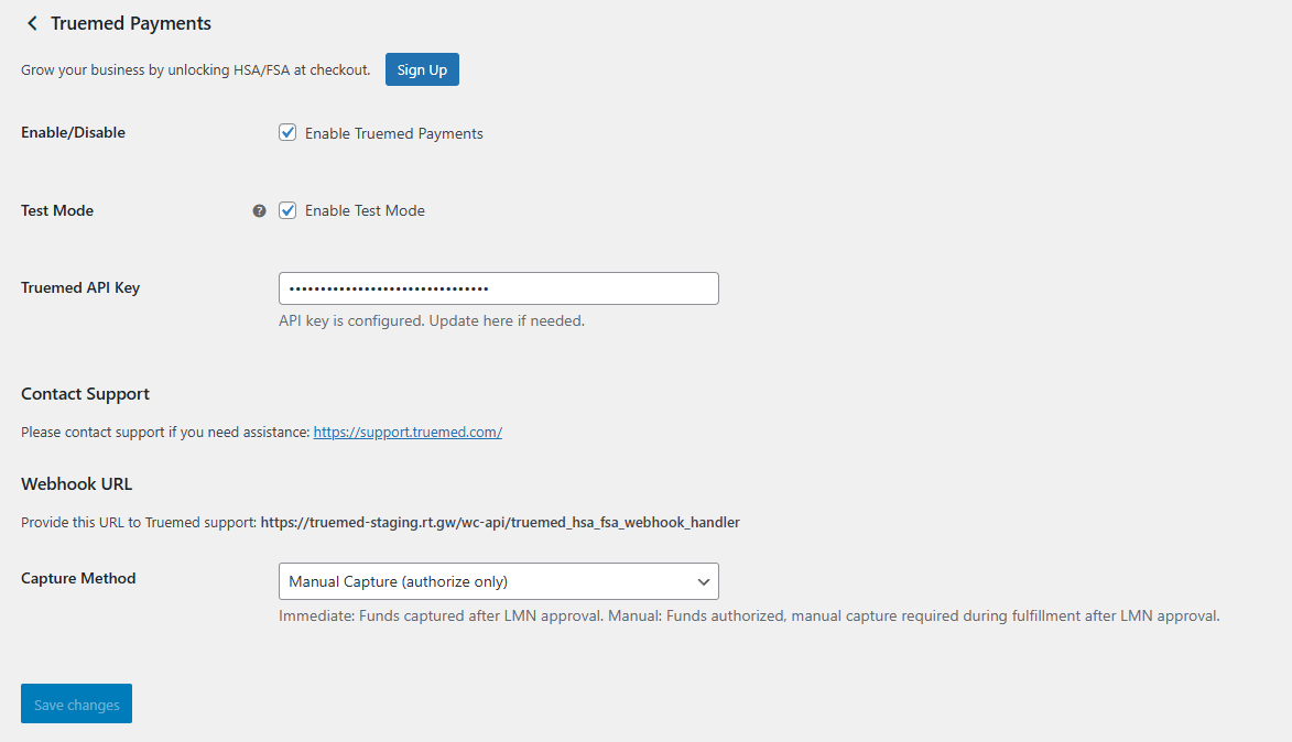 Gateway configuration screen