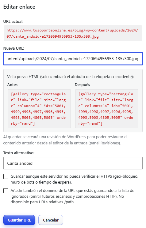 Edit link manually.