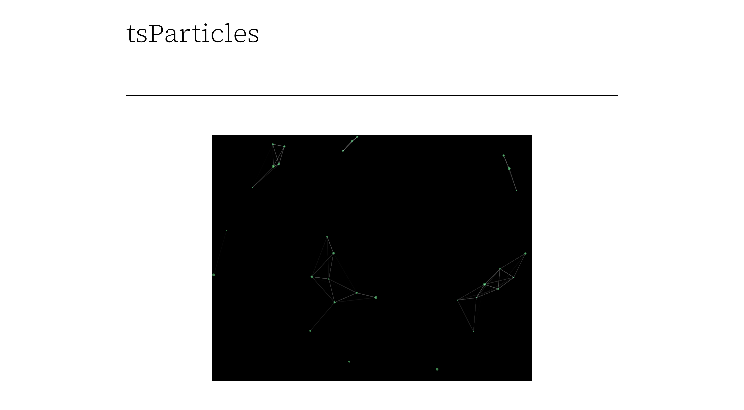 This screenshot shows the particles in the front end, using default values.