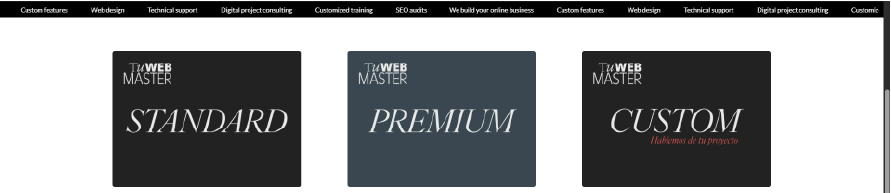 Continuous marquee displayed above a services and pricing page while the site content remains correctly positioned below the topbar.