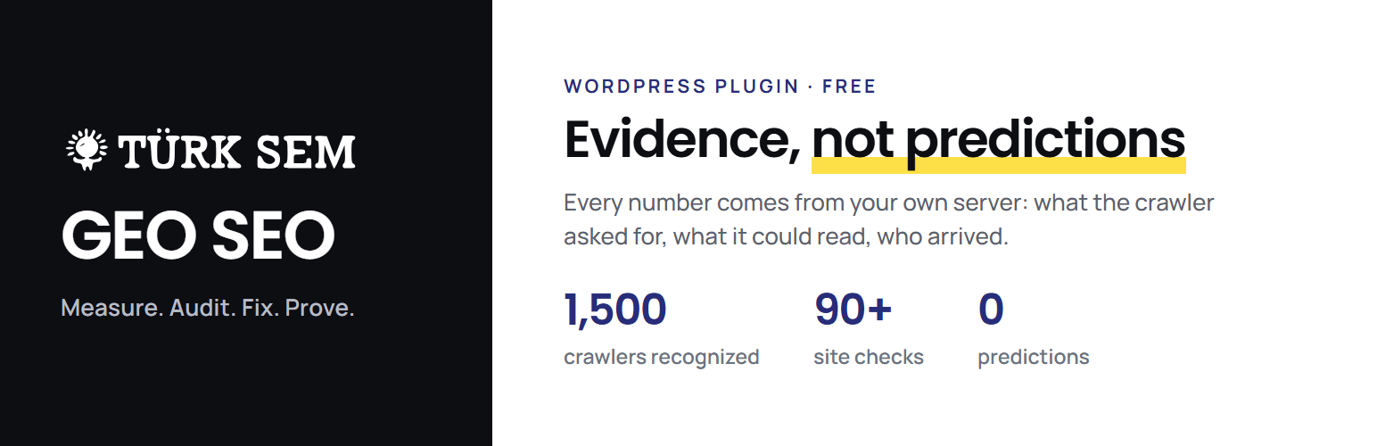WordPress 外掛 Turksem GEO SEO – AI Bot Tracker, llms.txt & GEO Audit 的封面圖片