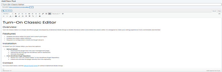 Turn-On Classic Editor