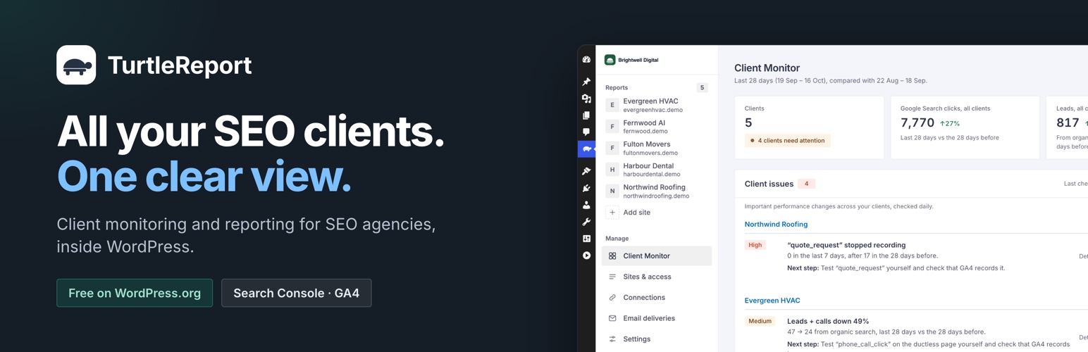 TurtleReport – SEO Client Monitoring & Reporting preview