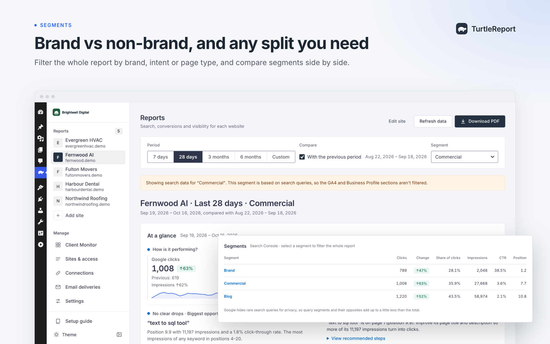 Brand and non-brand report segments.