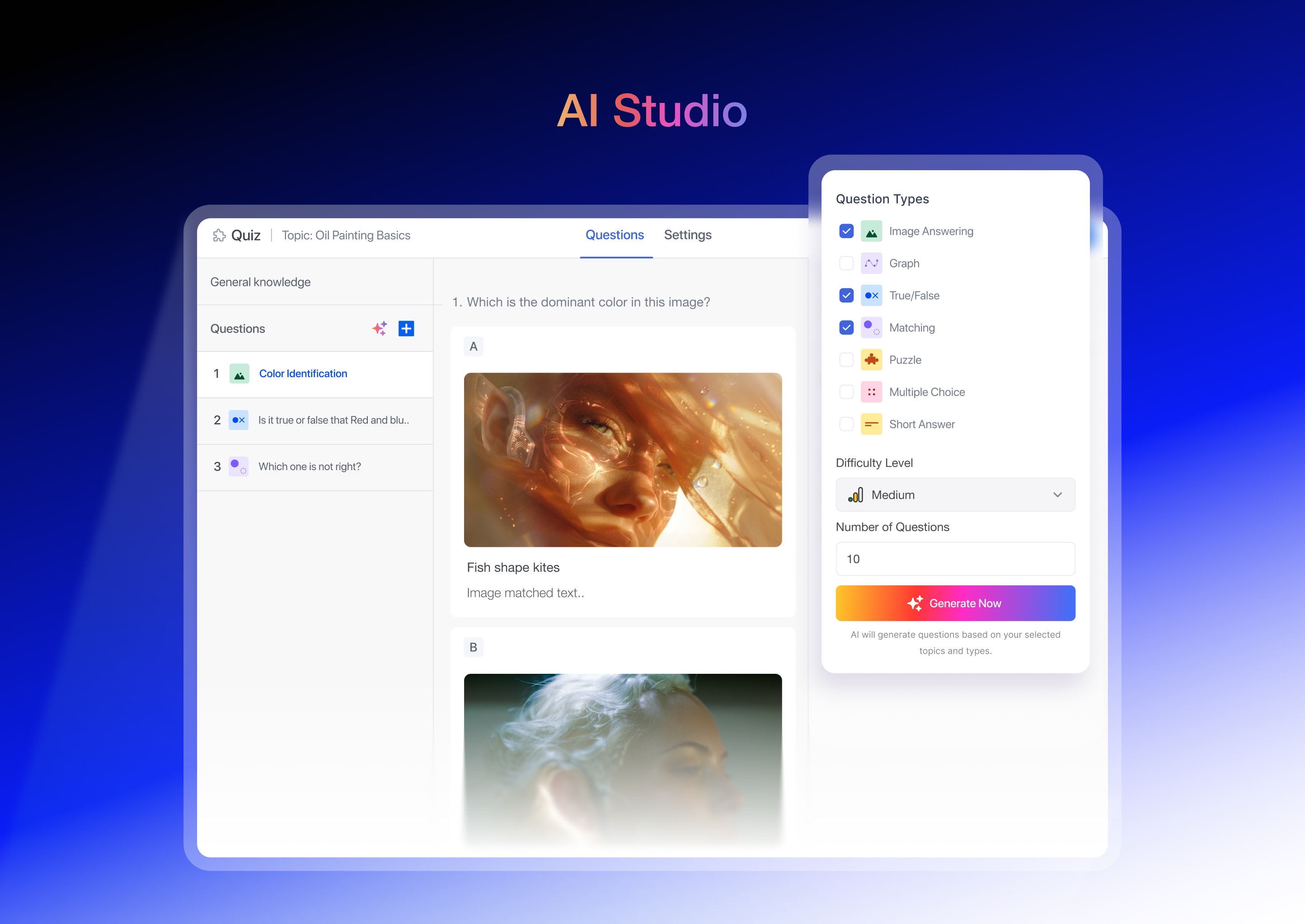 AI Studio: Generate a full course with lessons, quizzes, assignments, etc using AI Studio.
