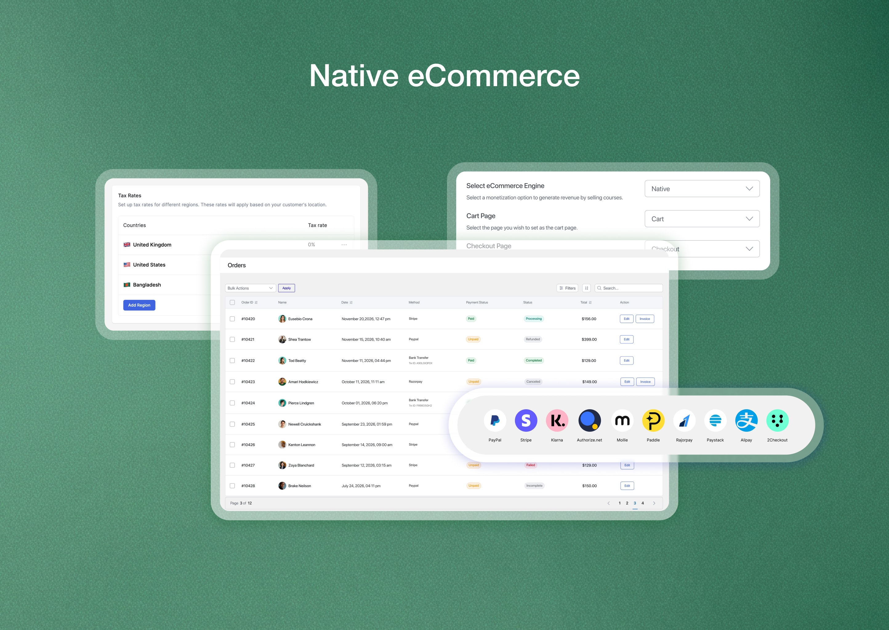Native eCommerce: Sell courses directly without any third-party eCommerce plugins.
