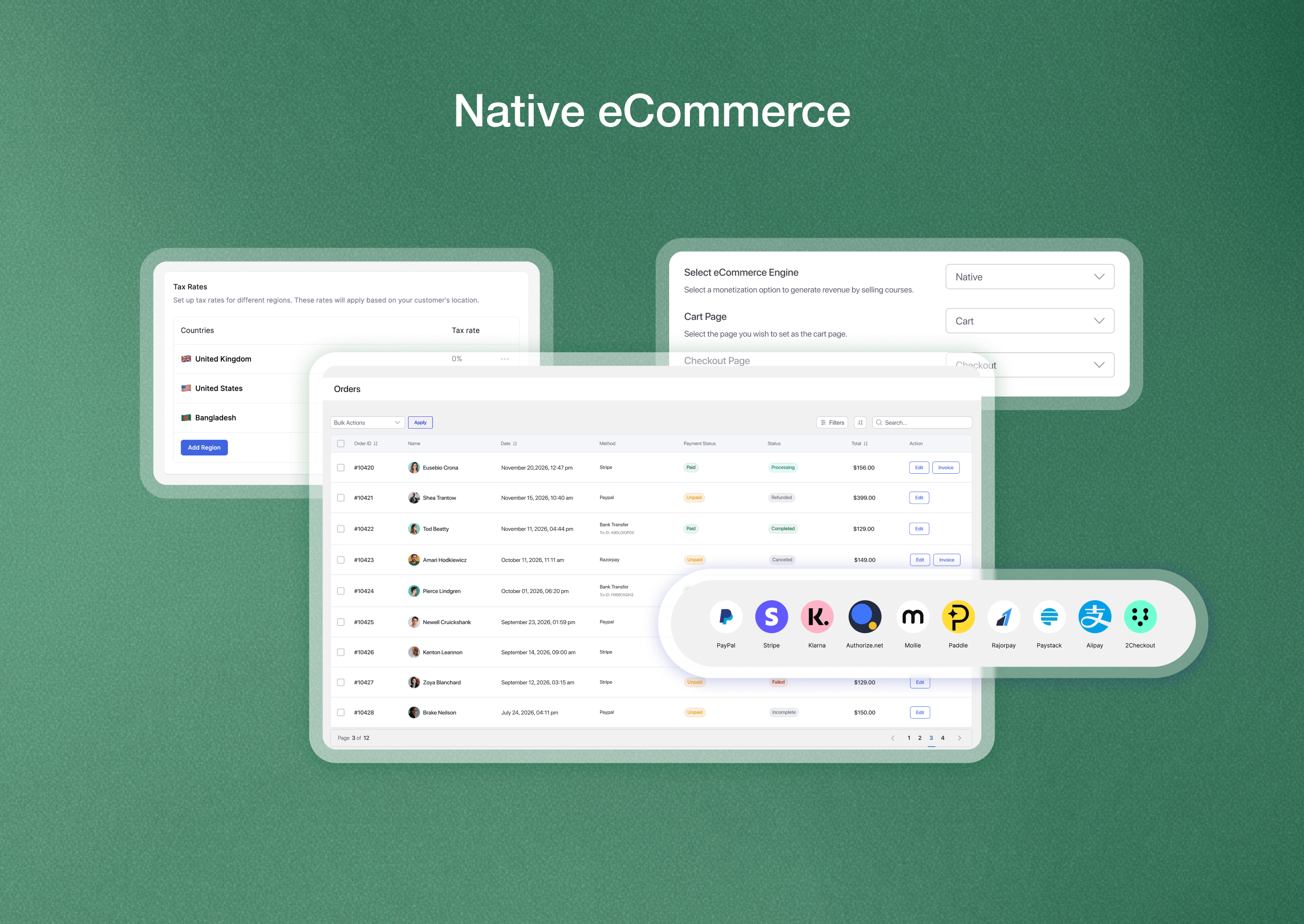 Native eCommerce: Sell courses directly without any third-party eCommerce plugins.