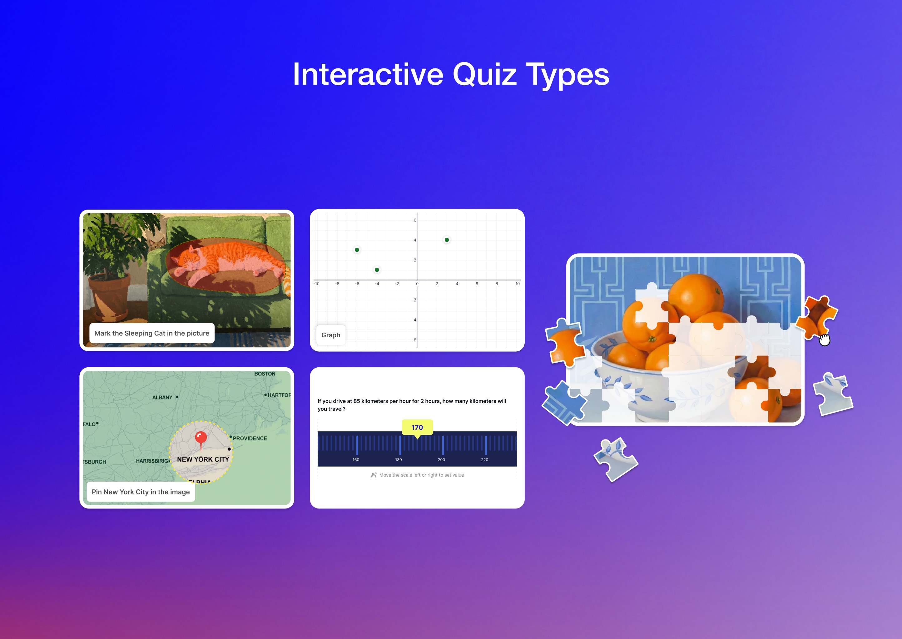 Interactive Quiz Types: Multiple question formats for engaging and effective learner assessments.