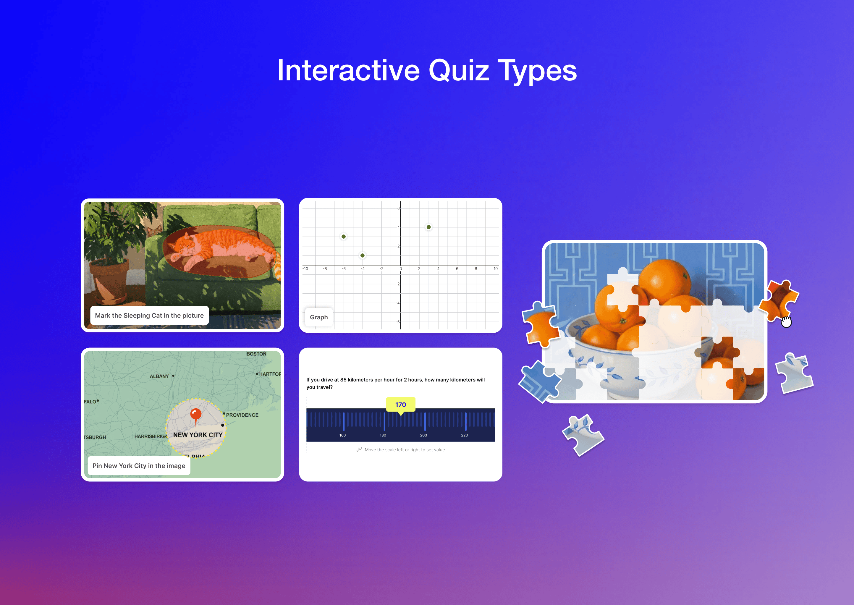 Interactive Quiz Types: Multiple question formats for engaging and effective learner assessments.