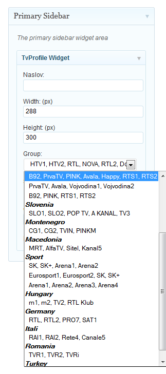 Configure your TvProfile Widget