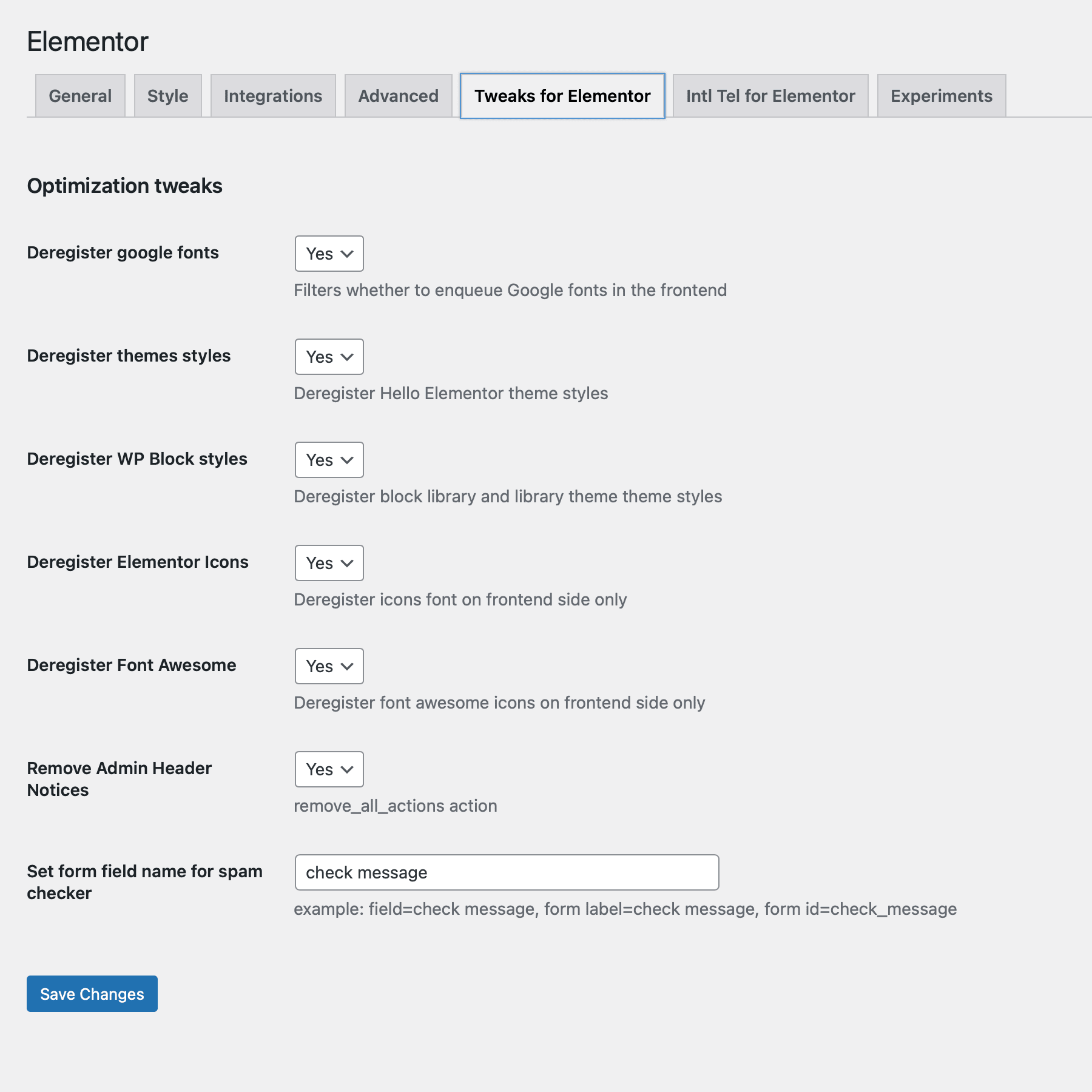 Tweaks for Elementor