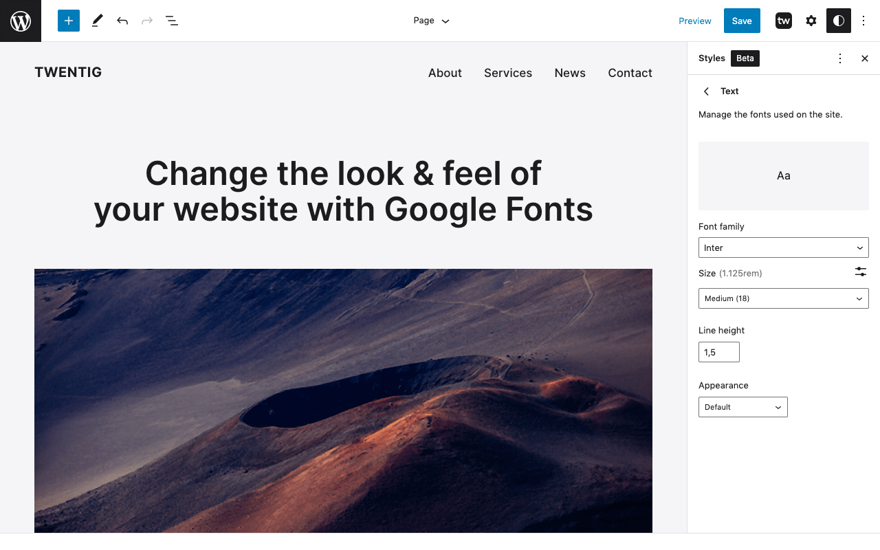 <strong>Customize your website with Google Fonts.</strong> Easily change your theme’s fonts with the Google Fonts of your choice.