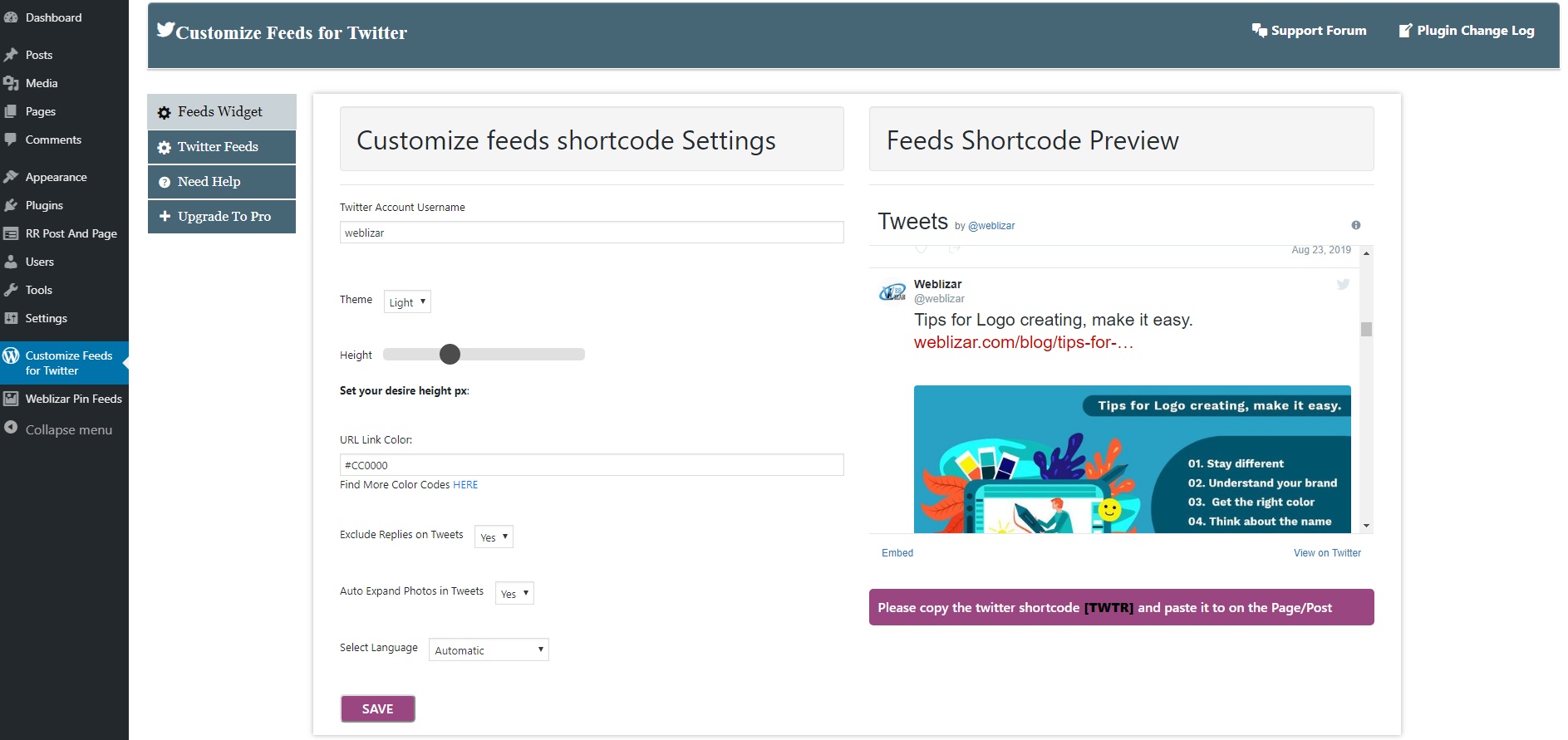 Twitter Tweets Feeds Widget Preview