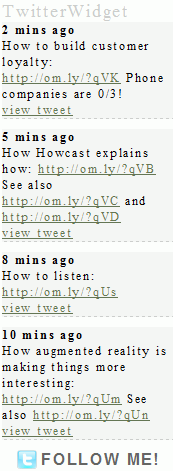 TwitterWidget injected to the blogs sidebar via widget