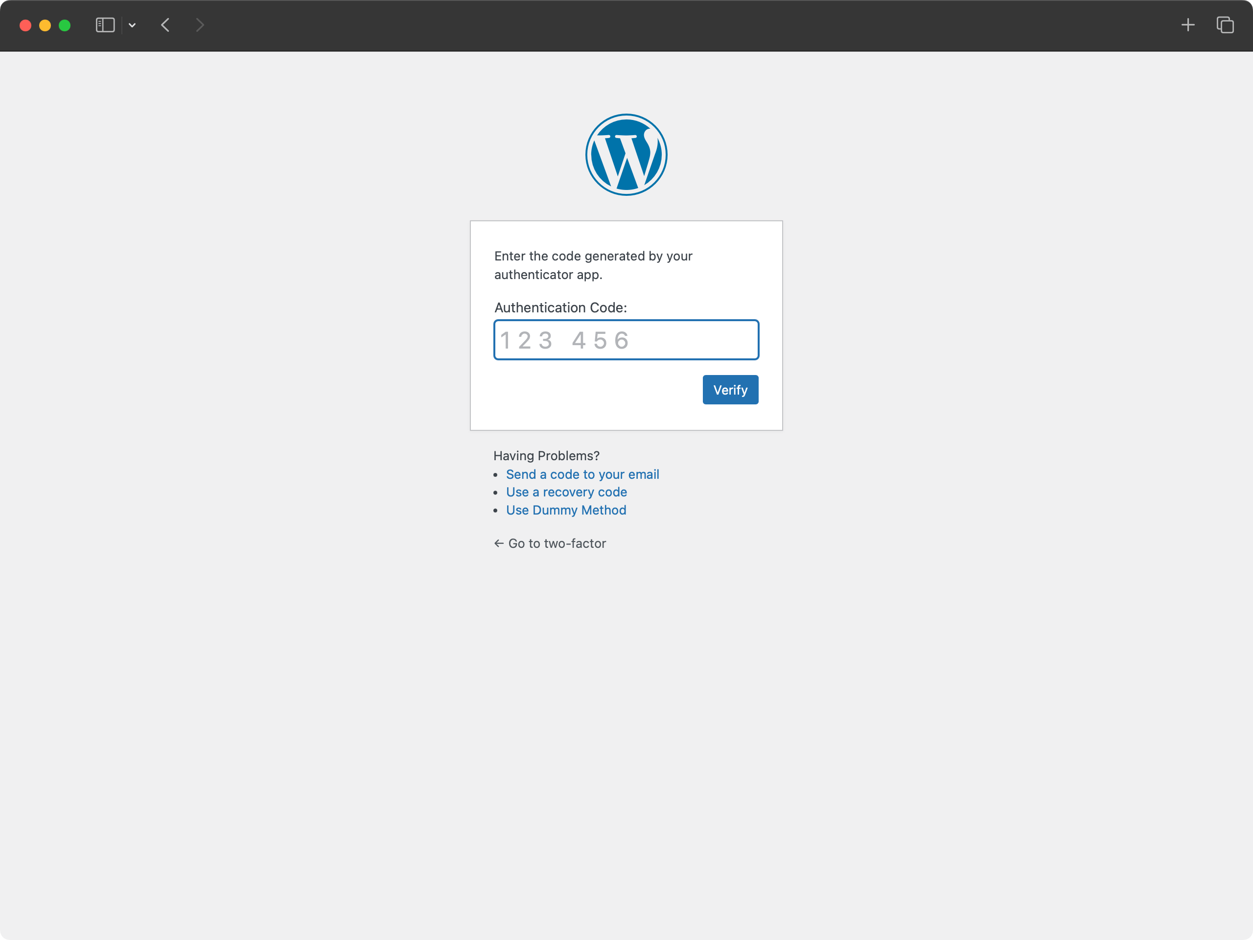 Login with authentication app code.