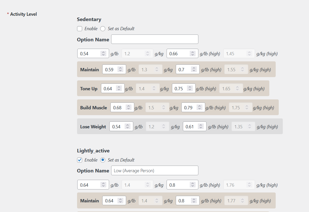 Admin settings panel with configurable options.