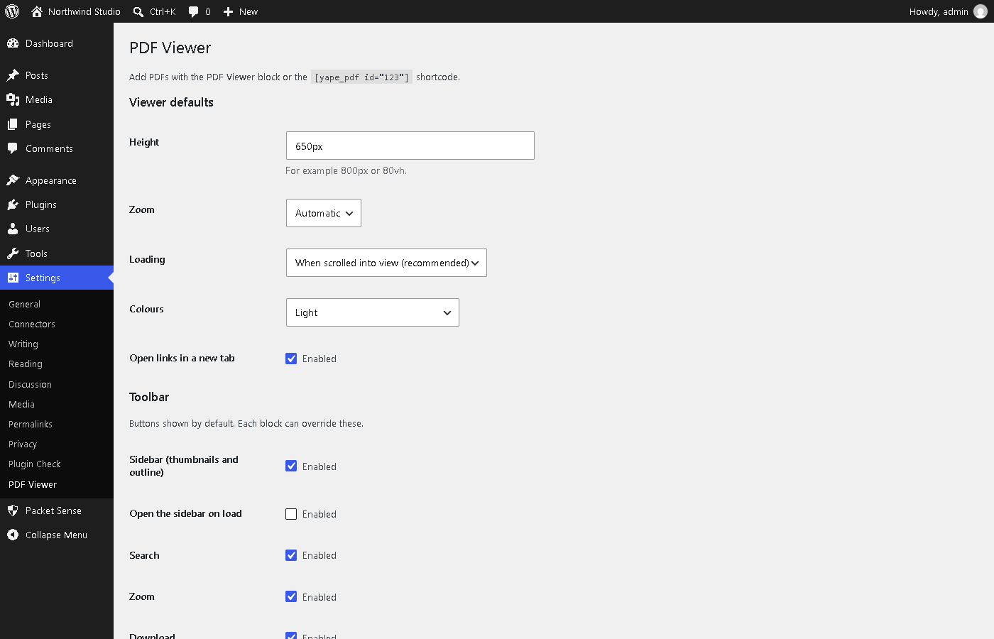 Settings > PDF Viewer.
