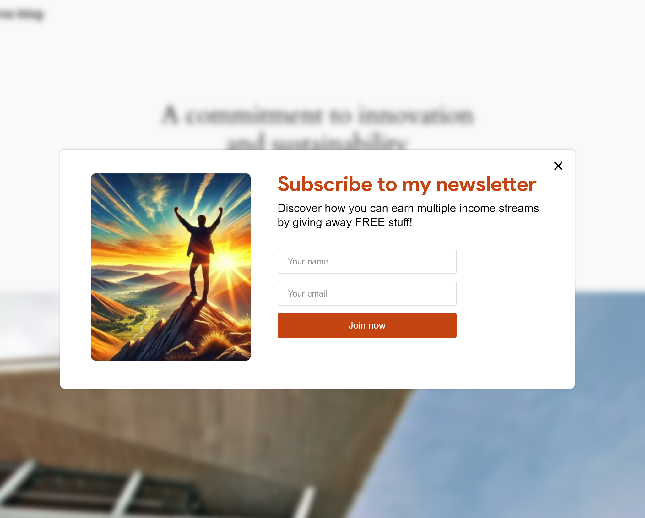 Lead Box popup displayed on a blog
