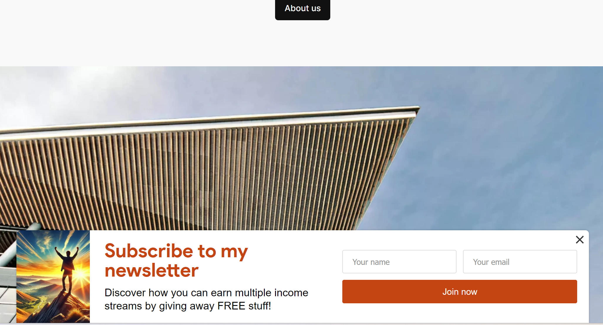 Lead Box footer bar displayed on a blog