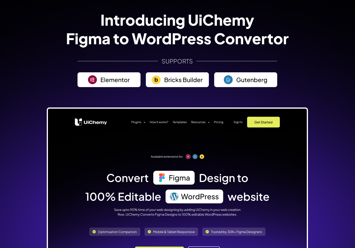UiChemy Figma to WordPress (Gutenberg, Elementor & Bricks)