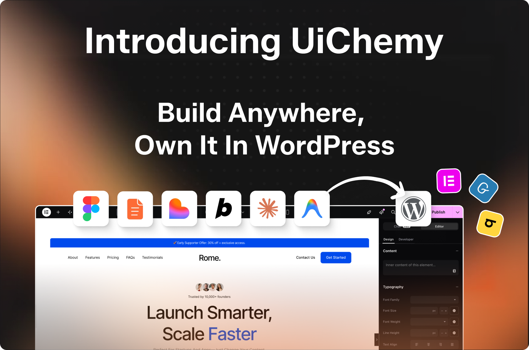 Introducing UiChemy : Build Anywhere, Own It In WordPress — start from Figma, a prompt or an AI build