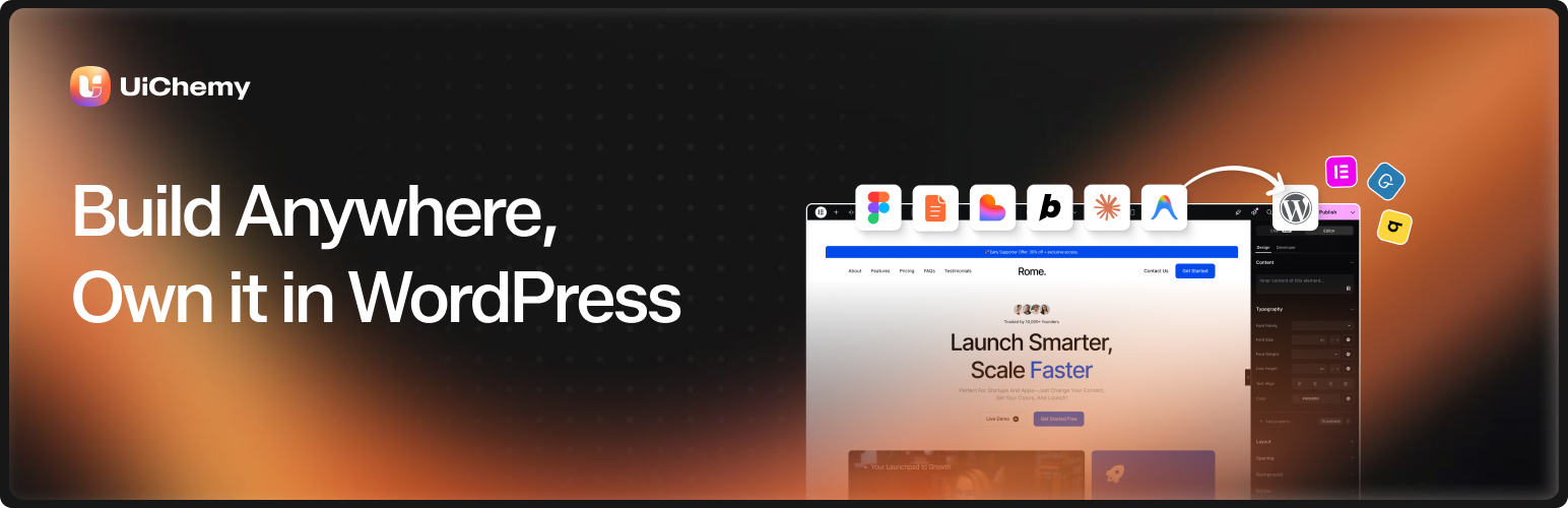 WordPress 外掛 UiChemy — Figma Converter for Elementor, Gutenberg and Bricks 的封面圖片