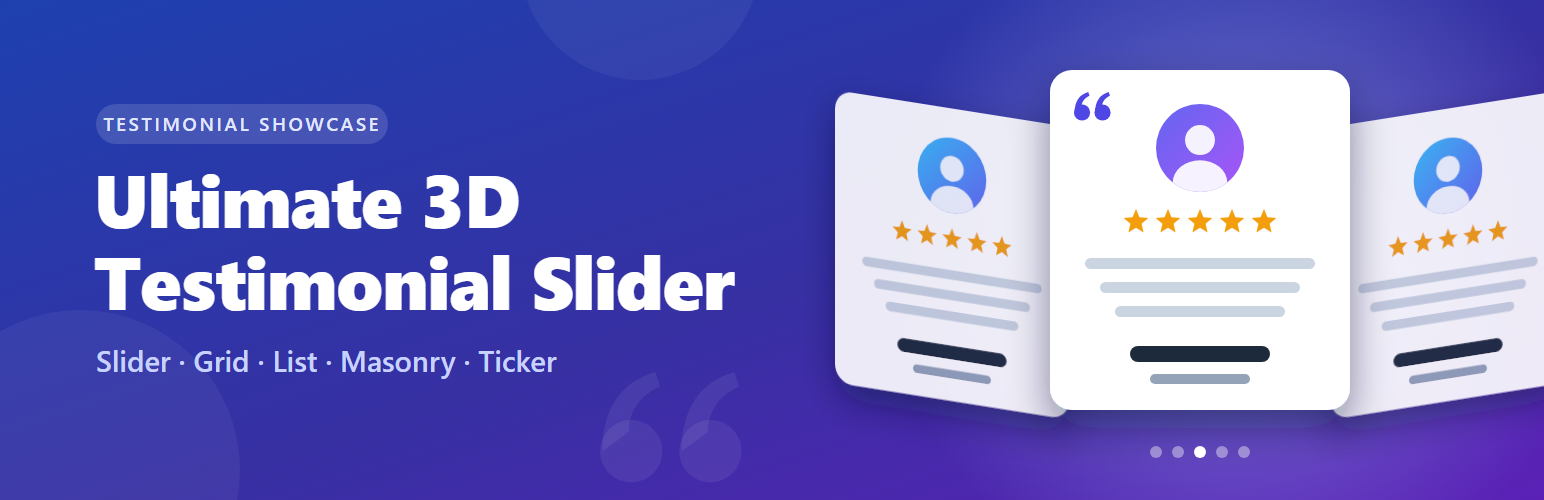 WordPress 外掛 Ultimate 3D Testimonial Slider, List & Grid 的封面圖片
