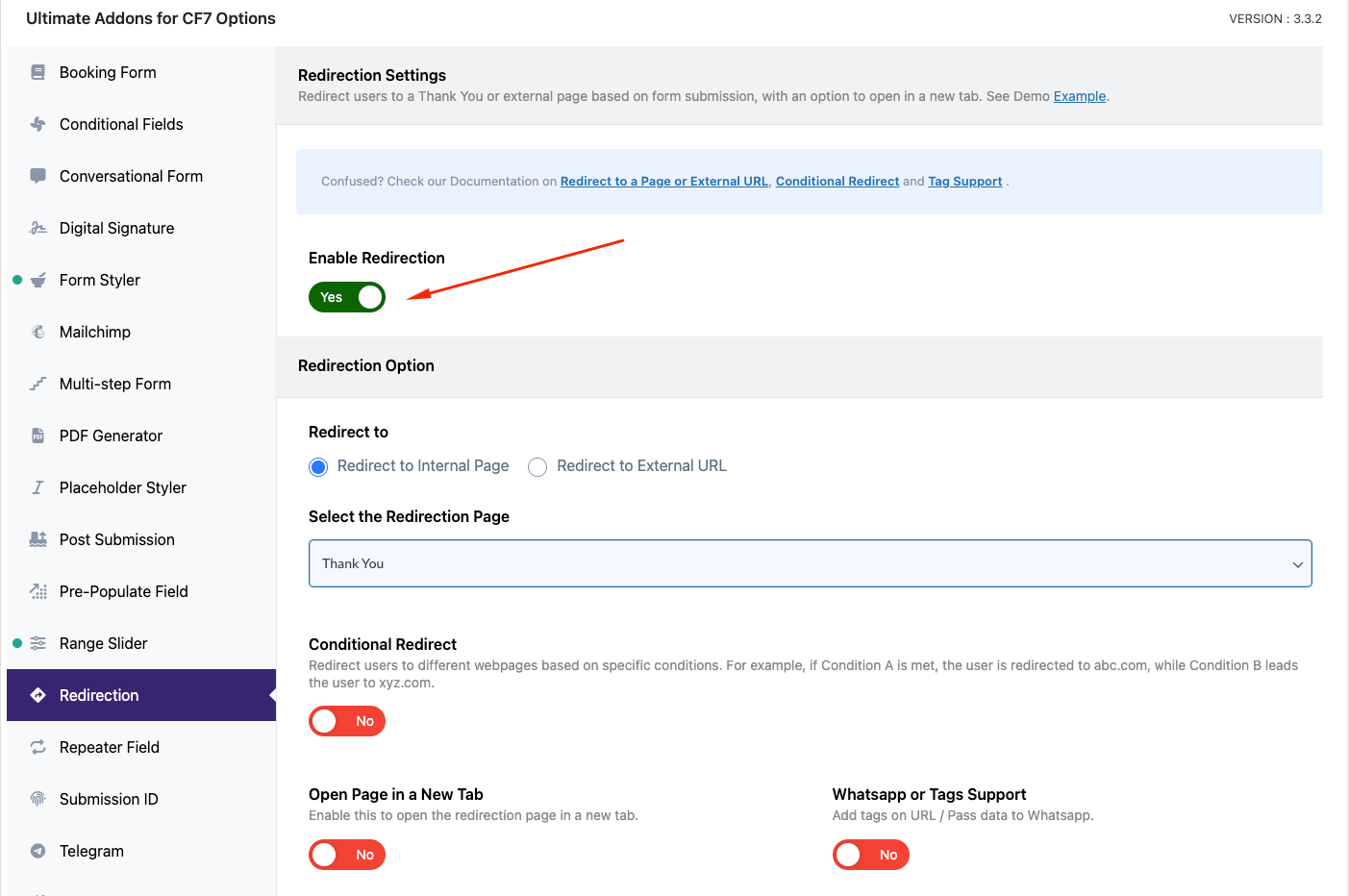 Redirection (Settings)