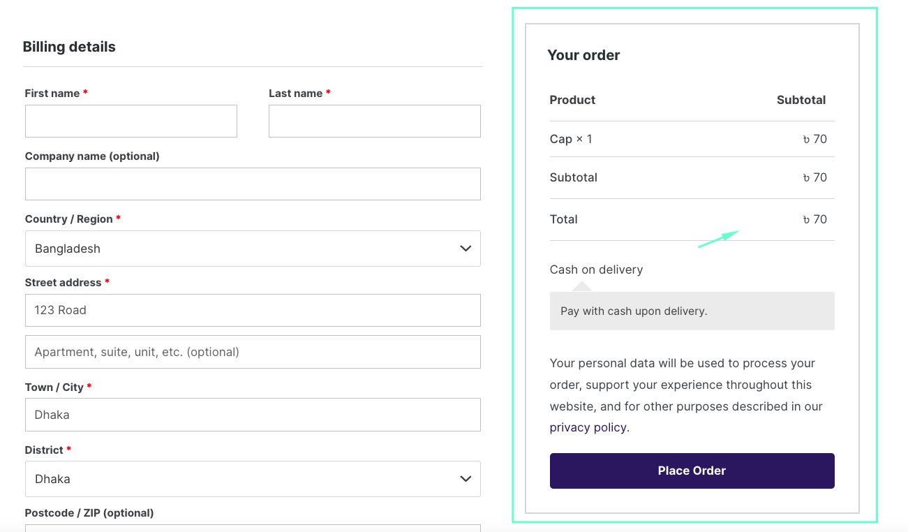 WooCommerce Checkout Page