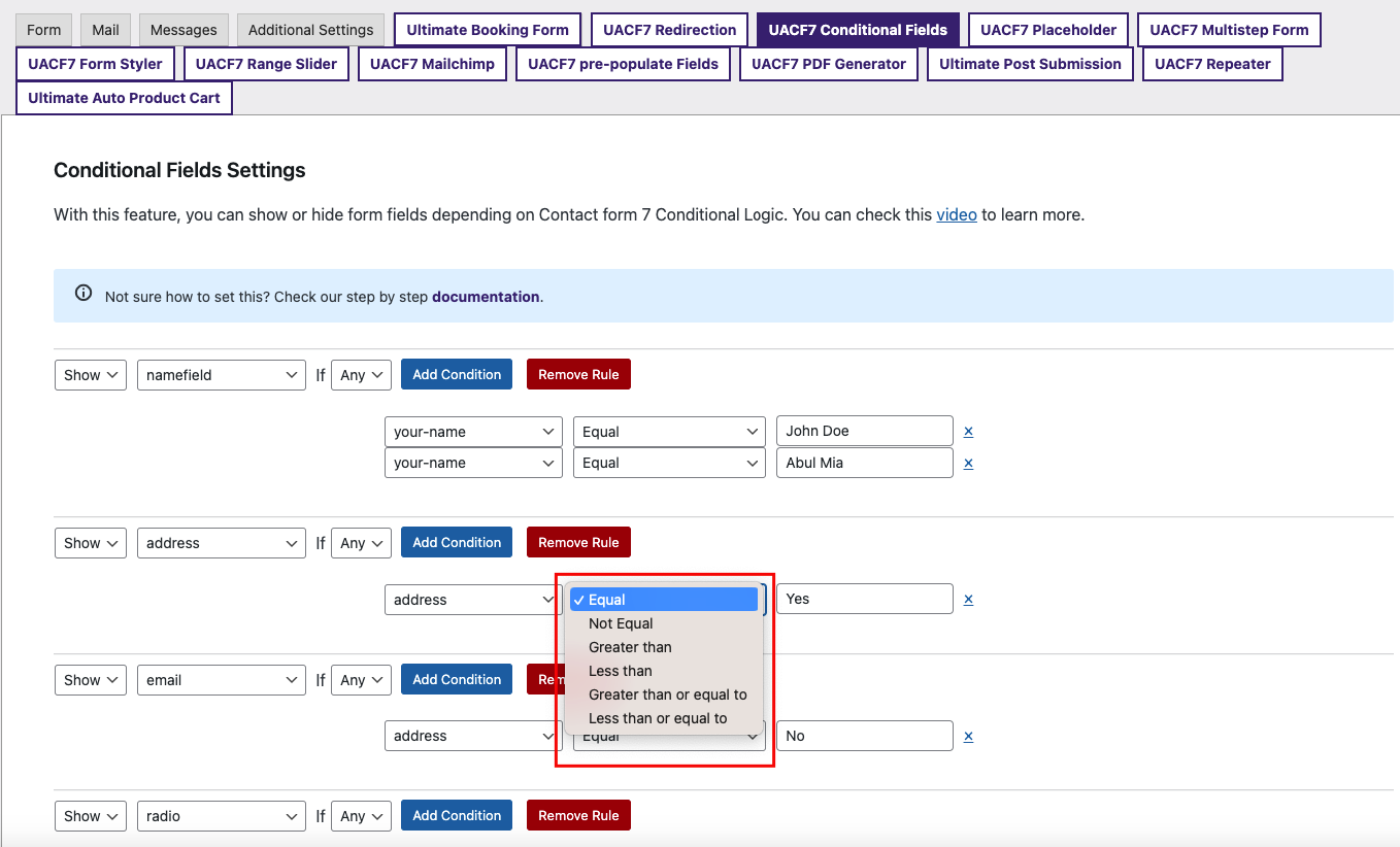 Conditional Field (Settings)