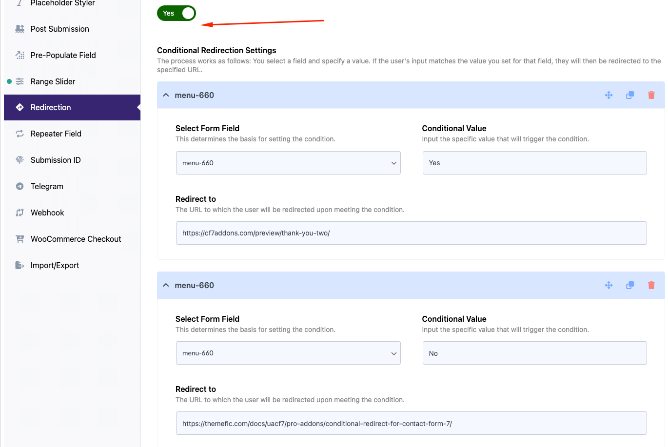 Conditional Redirect (Settings)