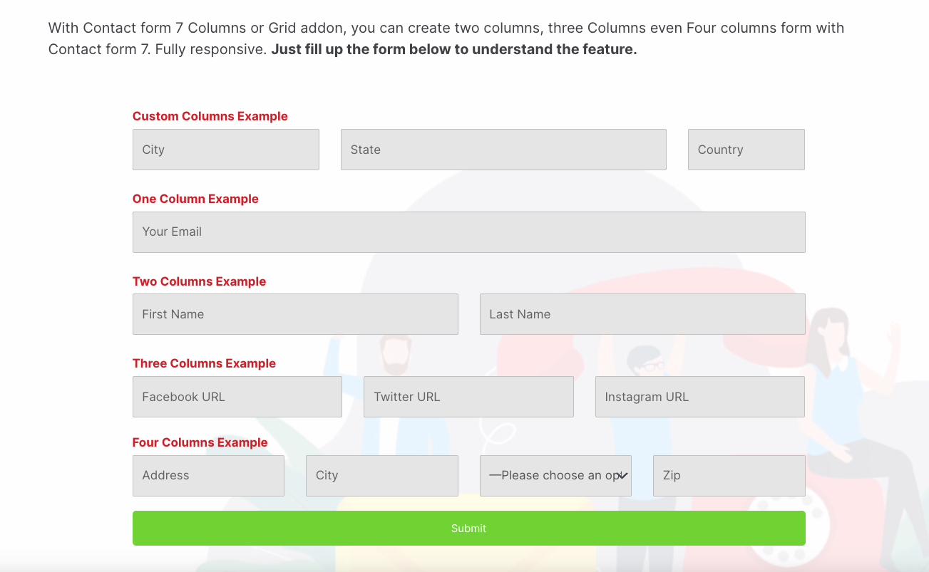 Custom Column Width (Form Example)