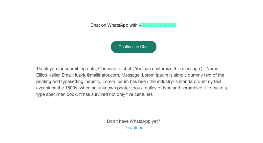 Whatsapp Integration + CF7 Tag Support (Preview Example)