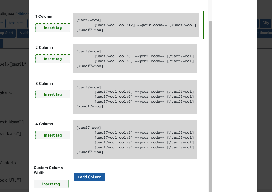 Columns / Grid Layout (Settings)