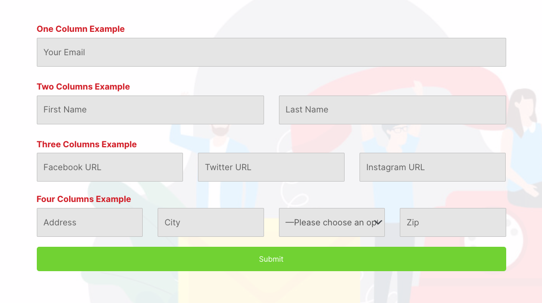 Columns / Grid Layout (Form Example)