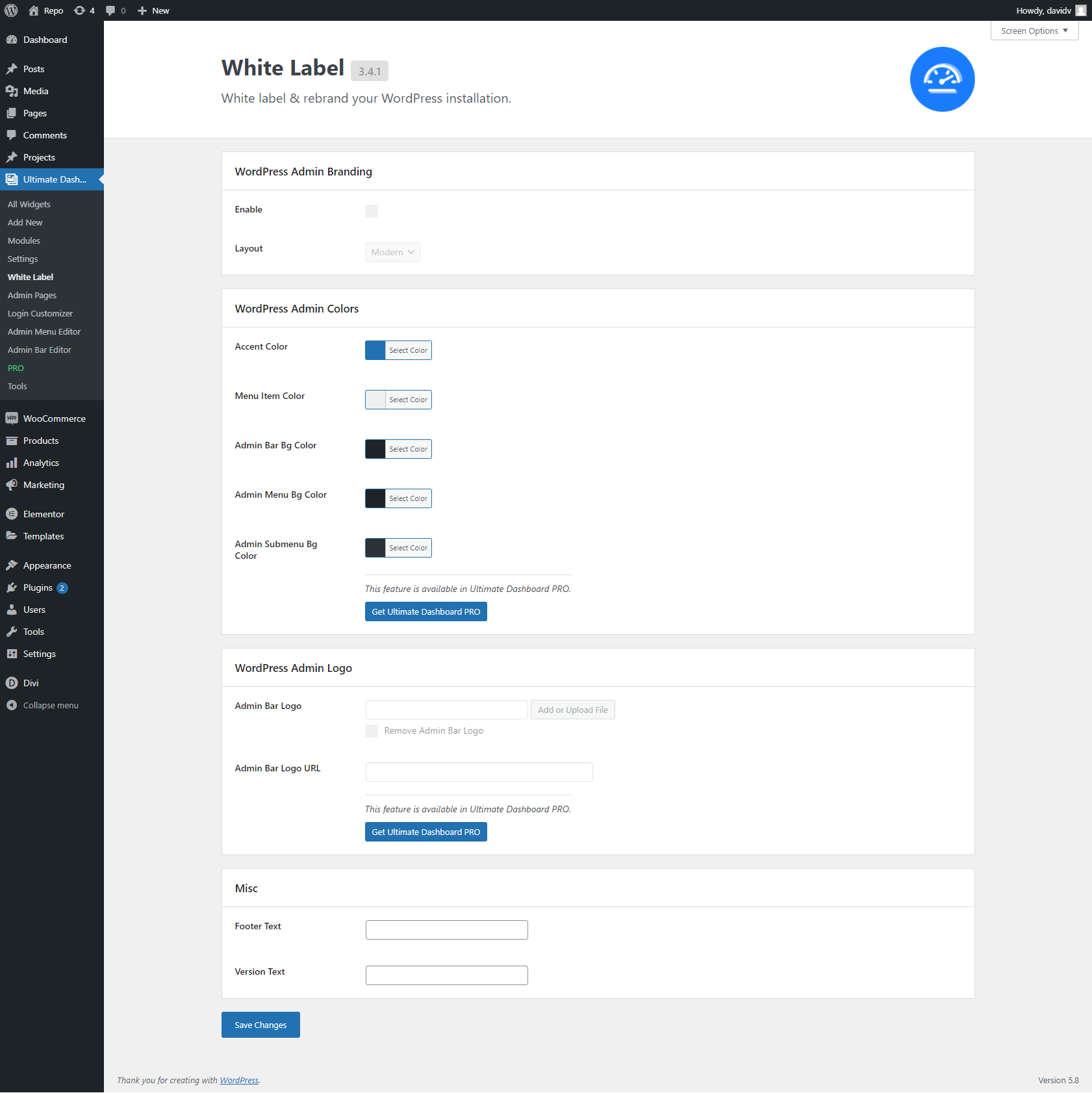 White Label Settings