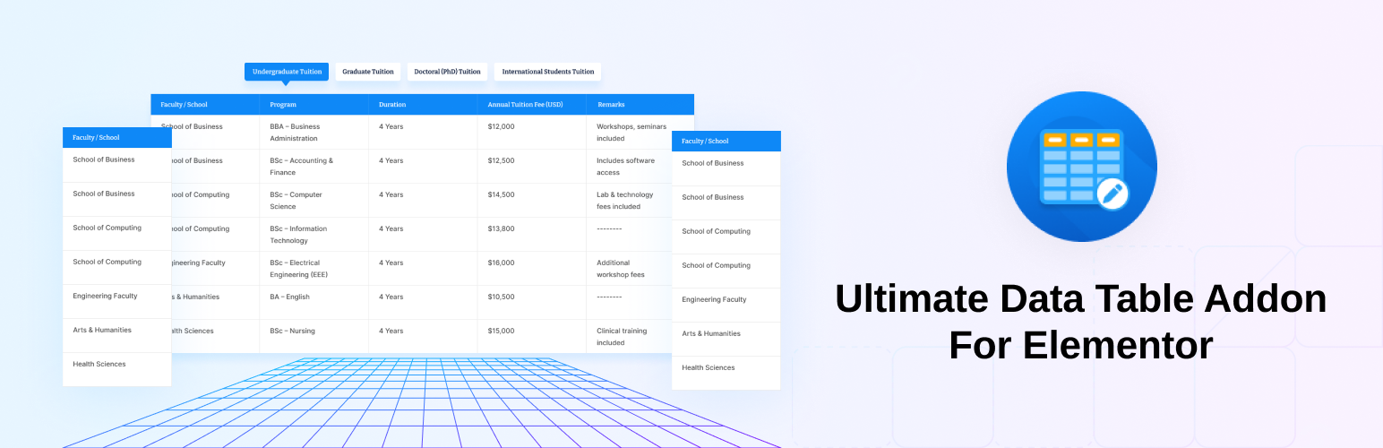 Ultimate Data Table Addon For Elementor