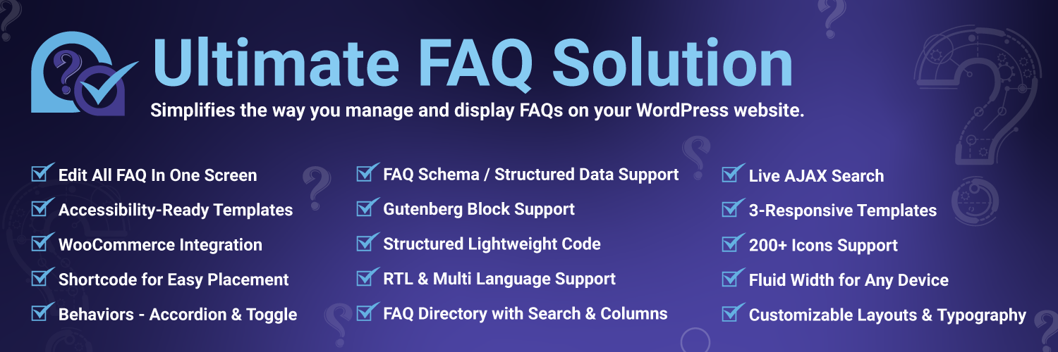 WordPress 外掛 Ultimate FAQ Solution 的封面圖片