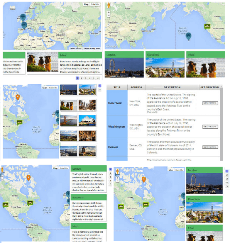 <p>Map with different marker lists - display all map markers - as a list below your map. This will help your users get more info about your map</p>