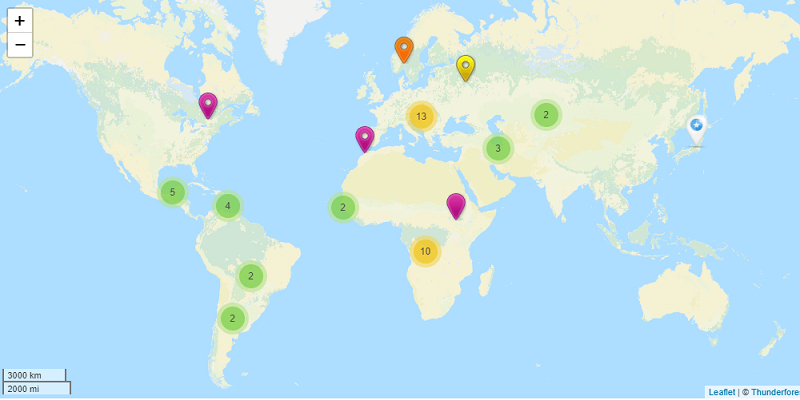 <p>Map markers clustering</p>