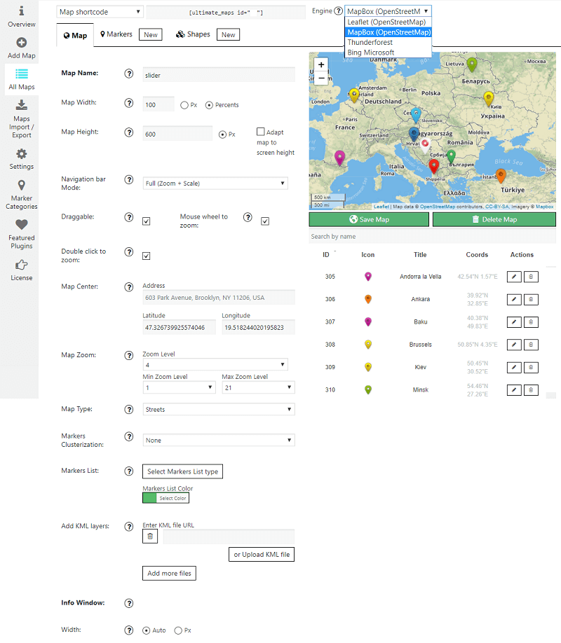 <p><a href="https://supsystic.com/plugins/ultimate-maps" title="Ultimate Maps WordPress plugin">Ultimate Maps WordPress plugin</a> admin area. Map settings</p>