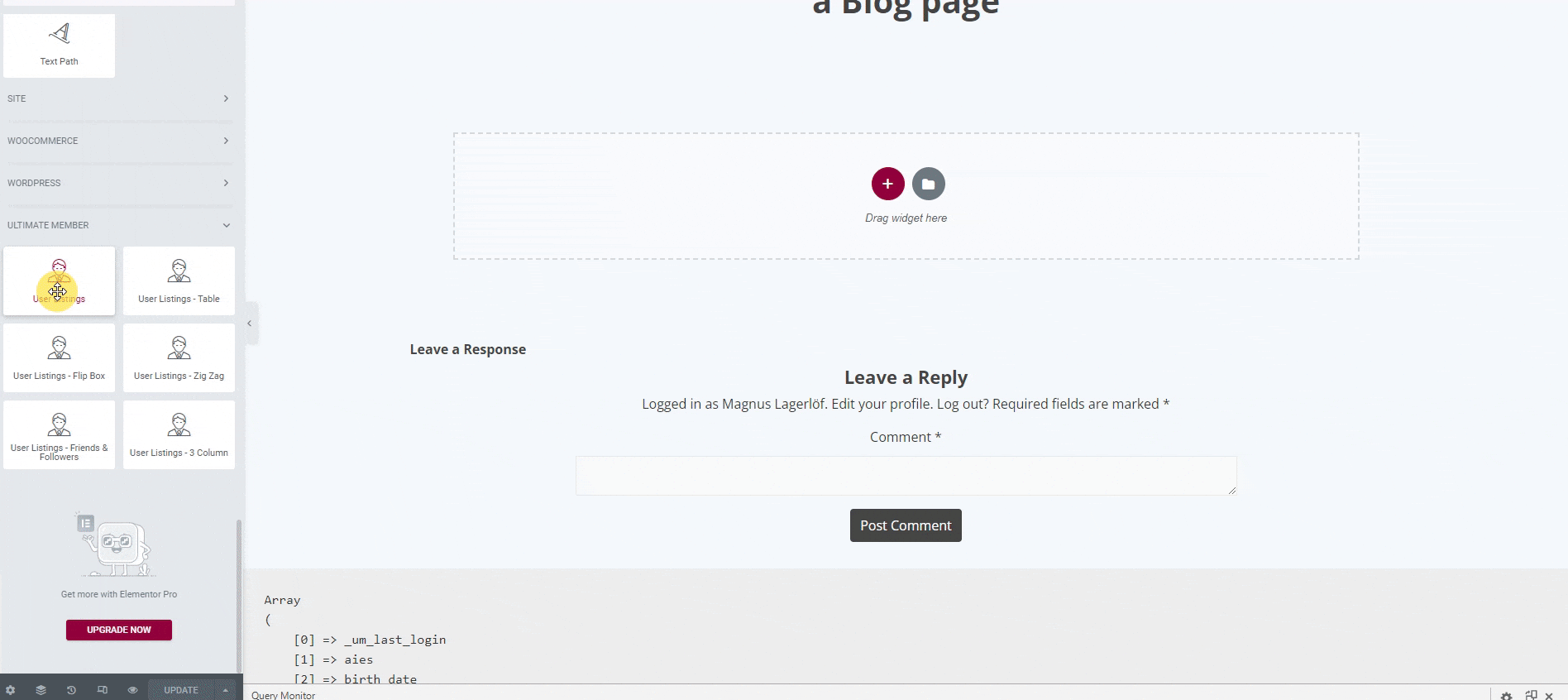User List Module Backend