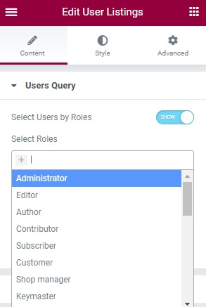 Advanced User Query