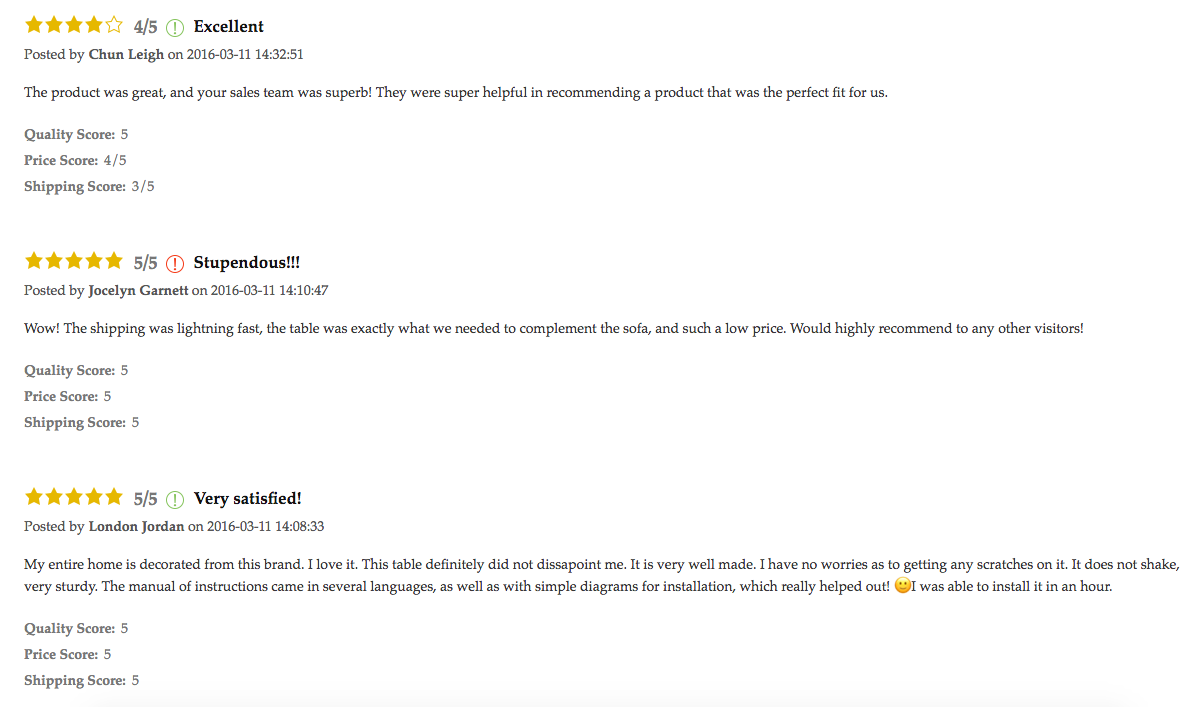 Reviews showing the "flag review as inappropriate" feature