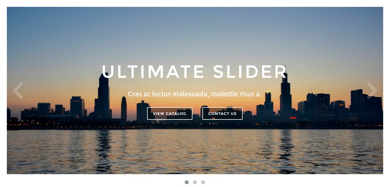 Front-end view of full-width slider