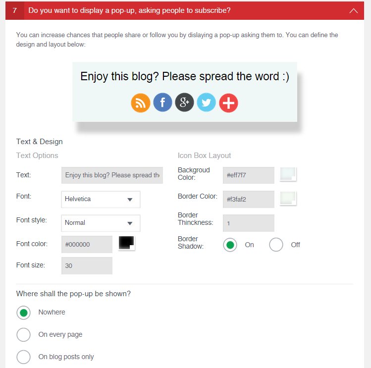 <p>...or even display a pop-up (designed to your liking) which asks users to like & share your site</p>
